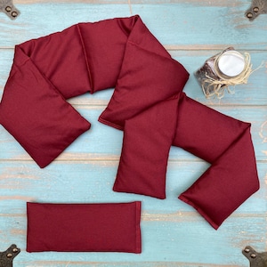 Solid Brick Red Neck Wrap Set, Rosemary Lavender, Eucalyptus Peppermint or Unscented Neck Wrap, Shoulder Wrap &/or eye pillow, Sympathy Gift
