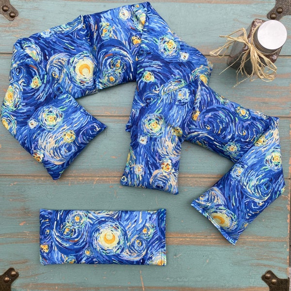 Starry Night Shoulder Wrap, Neck Wrap, &/or Eye Pillow, Rosemary Lavender or Eucalyptus, Neck Warmer, Hot Pack, Van Gogh