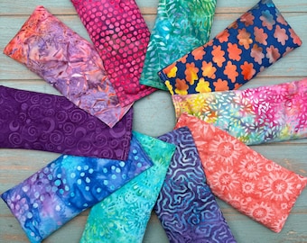 10 Batik Aromatherapy Eye Pillows: Flax, Lavender, Eucalyptus, Washable Covers