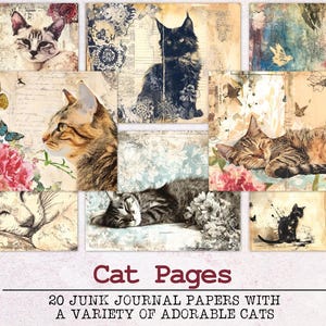 Papier journal pour chats indésirables | Kit de journal indésirable JPG + PDF | Pages de journal imprimables | Papier numérique éphémère | Collage en détresse