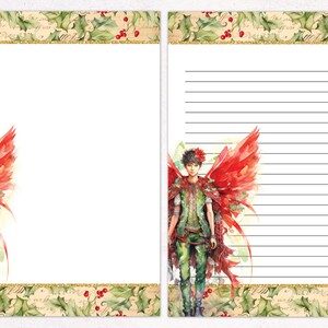 Christmas Stationery Fairy | Unlined and Lined Writing Paper JPG PDF | Digital Stationery Paper for Letter Writing | Journal Paper image 3