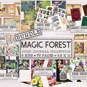 Magic Forest Junk Journal BUNDLE | Fairy Junk Journal Ephemera Pack | Printable Journal Pages | Digital Download Trees