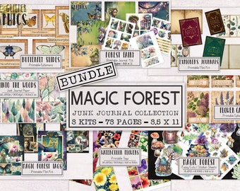 Magic Forest Junk Journal BUNDLE | Fairy Junk Journal Ephemera Pack | Printable Journal Pages | Digital Download Trees