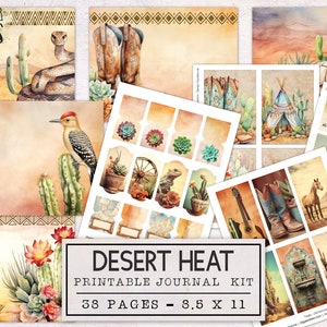 Kit de carnet de notes Desert Heat Junk | Pack d'éphémères pour journaux indésirables | Pages de journal imprimables | Téléchargement numérique Bohème du sud-ouest de l'Arizona