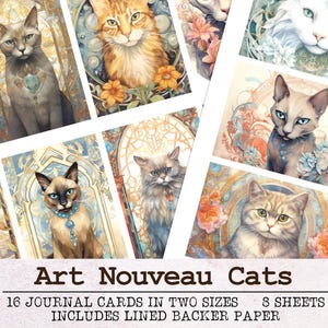 Cartes de journalisation chats Art nouveau pour journaux indésirables | Kit de journal indésirable pour animaux de compagnie JPG PDF | Journal imprimable Téléchargement numérique Animal