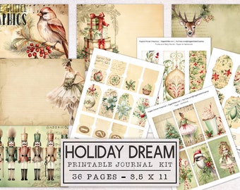 Christmas Junk Journal Kit Holiday Dream | Junk Journal Ephemera Pack | Printable Journal Pages | Digital Download