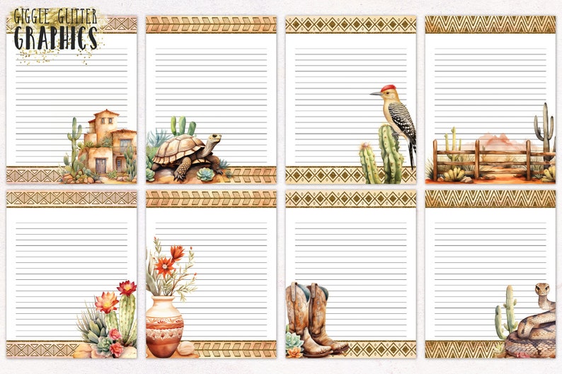 Desert Writing Desert Heat Stationery | Unlined and Lined Writing Paper JPG PDF ...