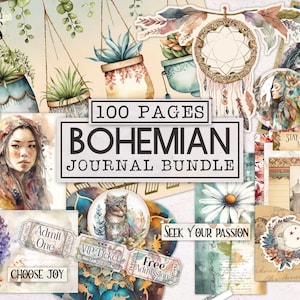 Bohemian Junk Journal BUNDLE | Boho Junk Journal Ephemera Pack | Printable Journal Pages | Digital Download