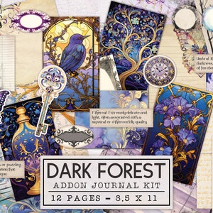 Dark Forest Addon Junk Journal Kit | Witch Junk Journal Ephemera Pack | Printable Journal Pages | Digital Download Witchy Nature Gothic