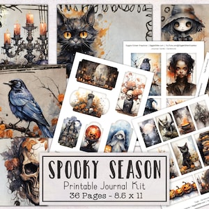 Spooky Season Junk Journal Kit | Halloween Junk Journal Ephemera Pack | Printable Journal Pages | Digital Download Gothic Horror