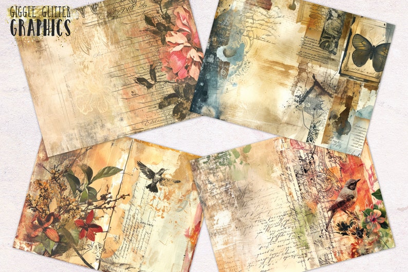 Vintage Junk Journal Paper Set 3 | Junk Journal Kit JPG + PDF ...