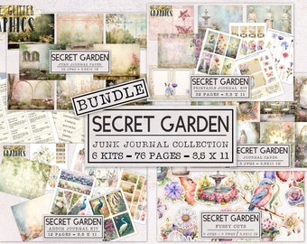 Secret Garden Junk Journal BUNDLE | FLowers Junk Journal Ephemera Pack | Printable Journal Pages | Digital Download Floral