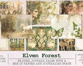 Páginas de diario basura de Elven Forest / Kit de diario basura / JPG + PDF imprimible / Papel digital efímero / Papel de diario de fantasía de Summer Court