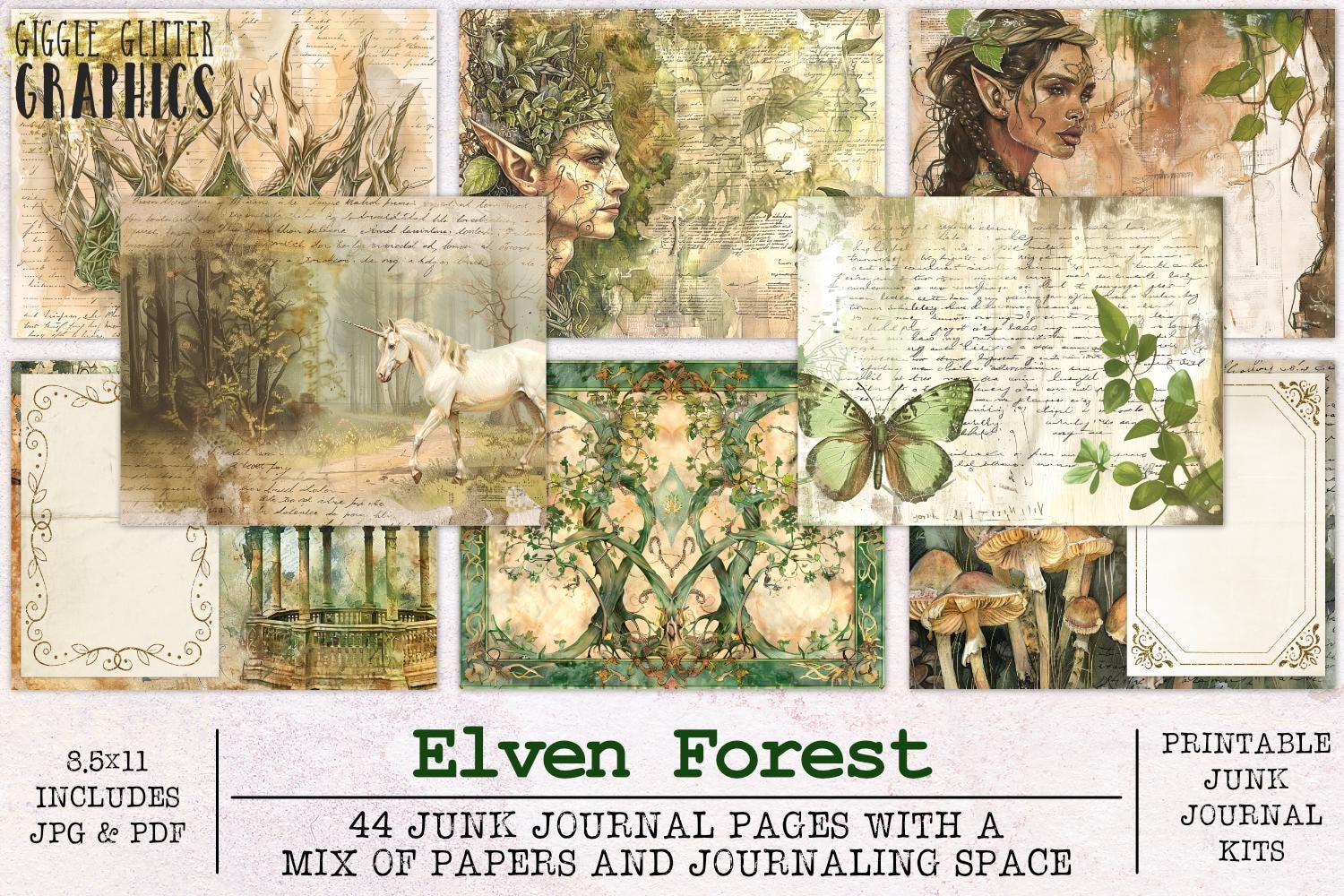 Elven Forest Junk Journal Pages | Junk Journal Kit | Printable JPG ...