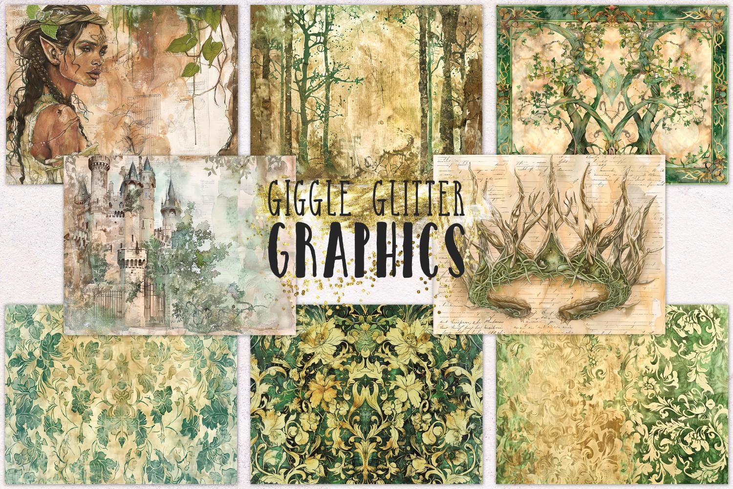 Elven Forest Junk Journal Pages | Junk Journal Kit | Printable JPG ...