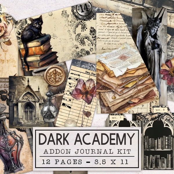 Dark Academy Addon Junk Journal Kit / Gothic Junk Journal Ephemera Pack / Páginas de diario imprimibles / Descarga digital Academia Witch