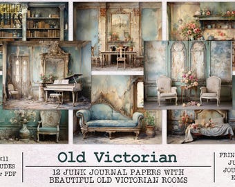 Old Victorian Junk Journal Paper | Junk Journal Kit JPG + PDF | Printable Journal Pages | Digital Paper Ephemera | Chic Watercolor Shabby