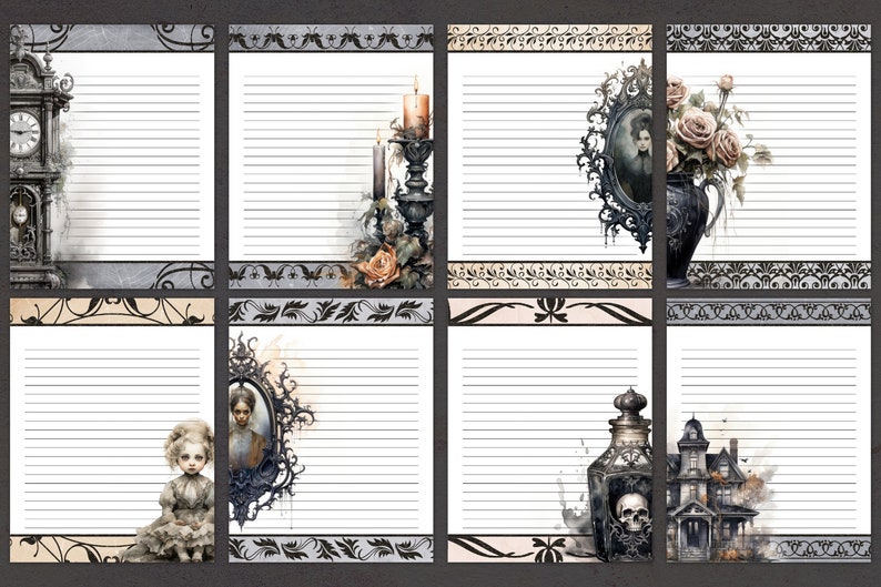 Hanuted Writing Paper Haunted House Stationery | Unlined and Lined Writing Paper JPG PDF ...