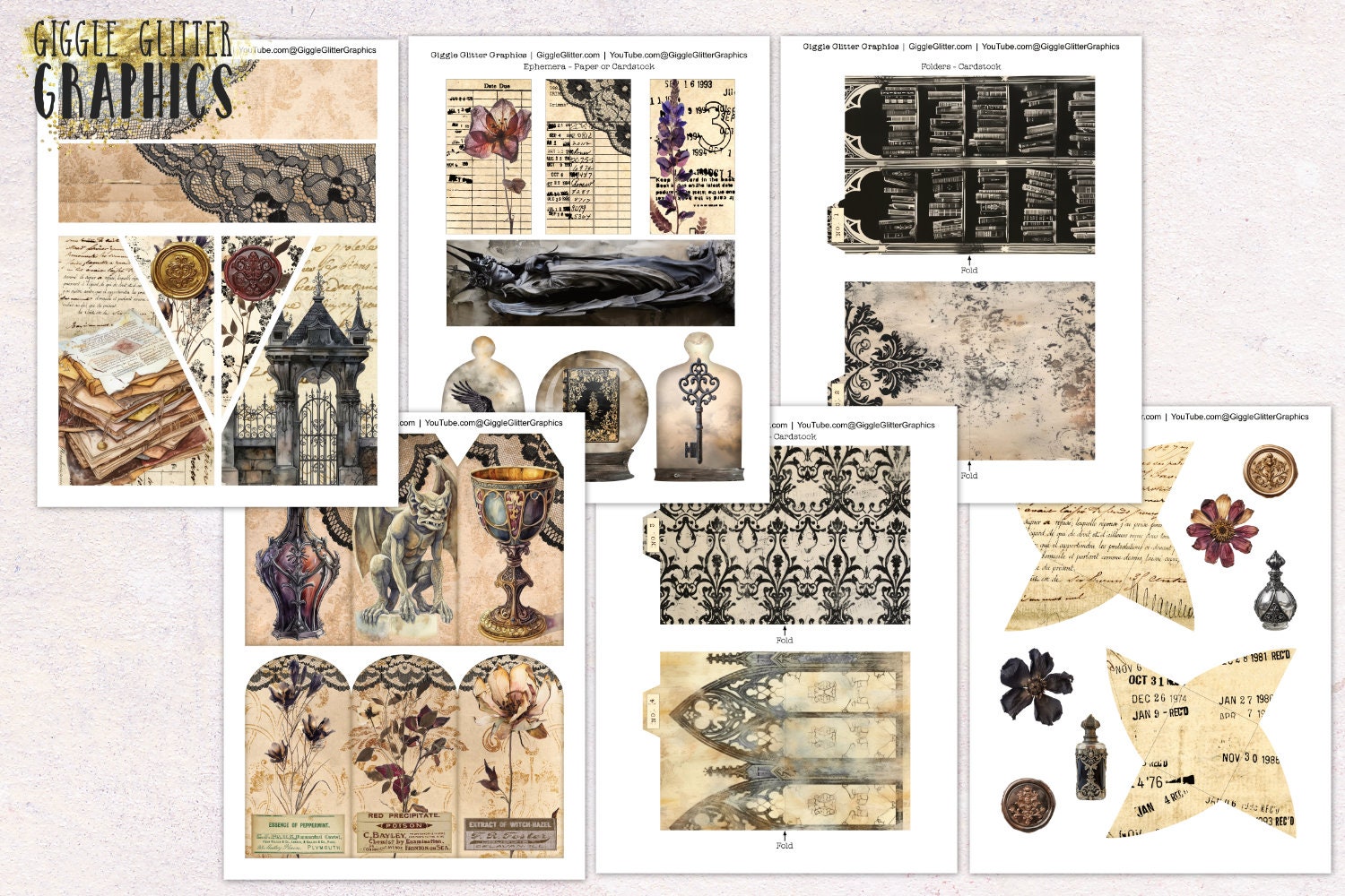 Dark Academy Addon Junk Journal Kit | Gothic Junk Journal Ephemera Pack ...