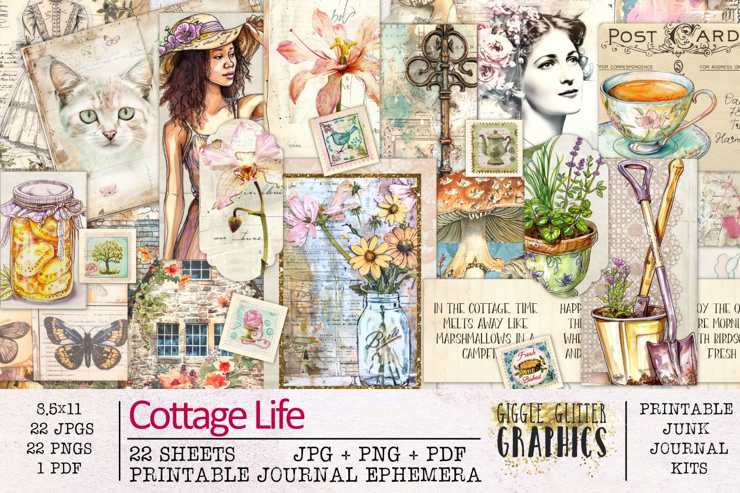 Cottage Life Junk Journal Kit BUNDLE | Complete Junk Journal Ephemera ...