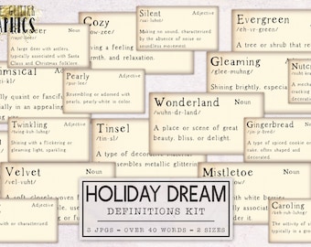 Urlaub Traum Definitionen Kit für Junk Journals | Junk Journal Pack | Printable Journal Digital Download Weihnachten