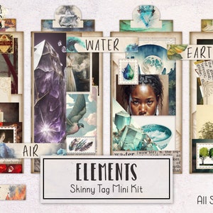 Elements Tags Witch Junk Journal Kit | Nybörjare Junk Journal Ephemera Pack med handledning | Utskrivbar journal digital nedladdning