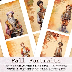 Portraits d'automne Cartes de visite Gourd Grove | Kit de journal indésirable Pack éphémère JPG PDF | Journal imprimable en téléchargement numérique