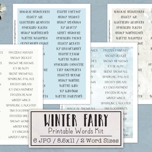 Kit met winterse woorden woorden: junkjournaalkit | Ephemera-pakket kerstjunkdagboek | Afdrukbaar dagboek Digitale download Snow Magic