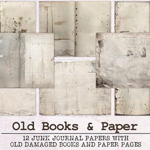 Old Books and Paper Junk Journal Paper | Junk Journal Kit JPG + PDF | Printable Journal Pages | Digital Paper Ephemera | Vintage Shabby image 1
