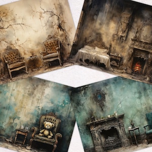 Haunted House Watercolor Junk Journal Paper | Halloween Junk Journal ...