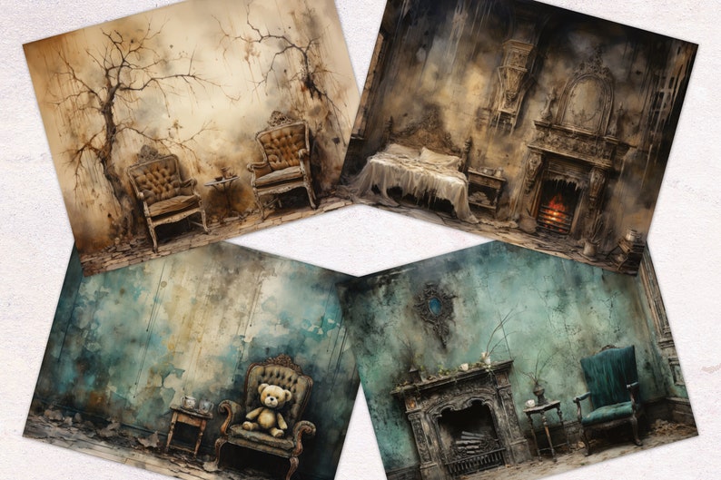 Haunted House Watercolor Junk Journal Paper | Halloween Junk Journal ...