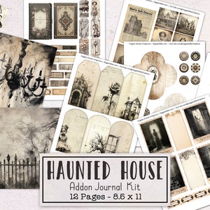Haunted House Addon Junk Journal Kit | Halloween Junk Journal Ephemera Pack | Printable Journal Pages | Digital Download Spooky Gothic