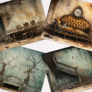 Haunted House Watercolor Junk Journal Paper | Halloween Junk Journal ...