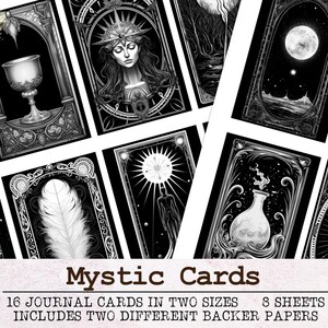 Mystic Cards Cartes de journalisation pour journaux indésirables | Kit de journal indésirable Halloween JPG PDF Pack éphémères | Cartes de tarot imprimables en téléchargement numérique