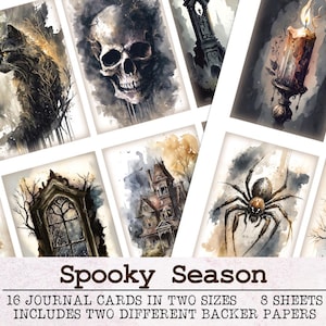 Spooky Journaling Cards for Junk Journals | Halloween Junk Journal Kit Ephemera Pack JPG PDF | Printable Digital Download Gothic Horror