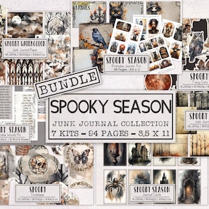 Spooky Season Halloween Junk Journal BUNDLE | Fall Junk Journal Ephemera Pack | Printable Journal Pages | Digital Download Gothic Spooky