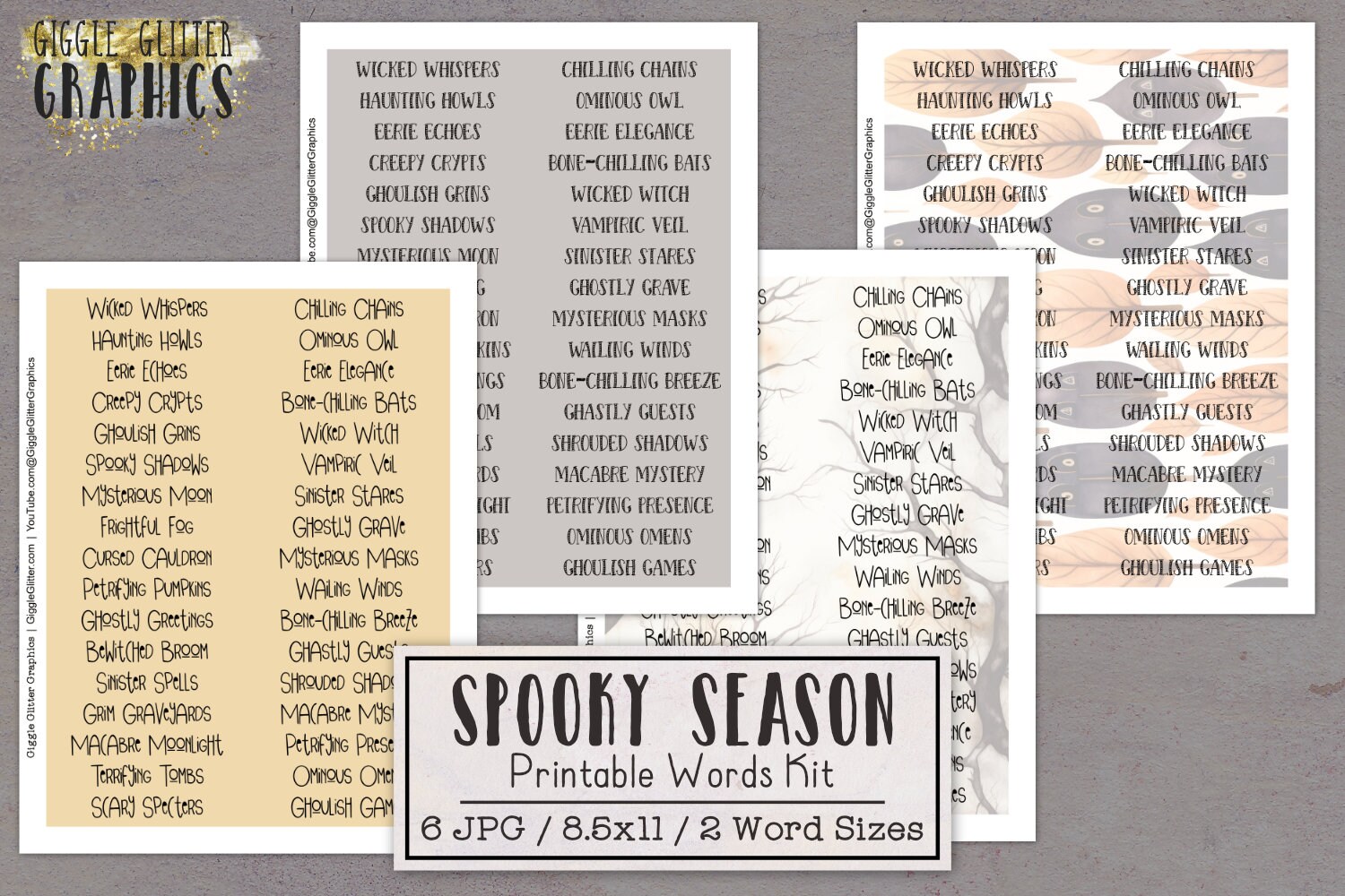 Spooky Season Words Kit for Junk Journals | Halloween Junk Journal Kit Ephemera Pack | Printable Journal Digital Download Horror Gothic