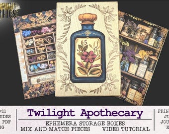 Twilight Apothecary Ephemera Storage Box Making Kit | Mix and Match Pieces With Video Tutorial JPG PNG PDF | Printable Digital Download