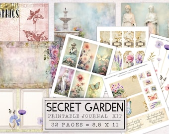 Secret Garden Junk Journal Kit | Flowers Junk Journal Ephemera Pack | Printable Journal Pages | Digital Download Floral Garden