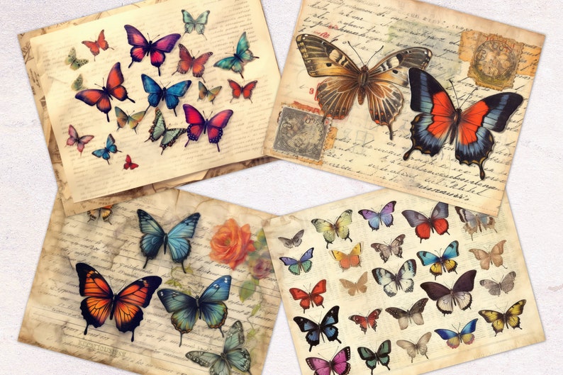Vintage Butterfly Junk Journal Paper | Junk Journal Kit JPG and PDF ...