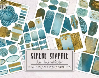 Serene Sparkle Junk Journal Kit Addon | Digital Junk Journal Kit | Scrapbooking Ephemera Kit | Printable Ephemera