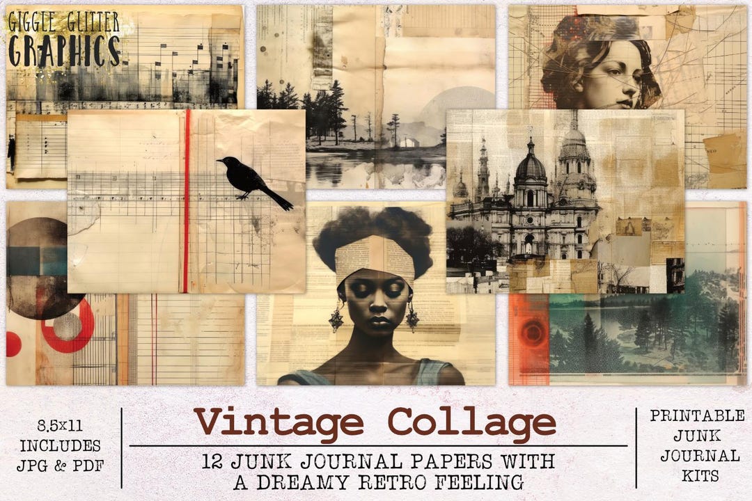 Vintage Collage Junk Journal Paper | Junk Journal Kit JPG and PDF ...