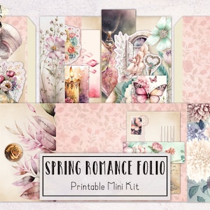 Spring Romance Valentines Day Folio Junk Journal Kit | Romantic Junk Journal Ephemera Pack | Printable Journal Digital Download
