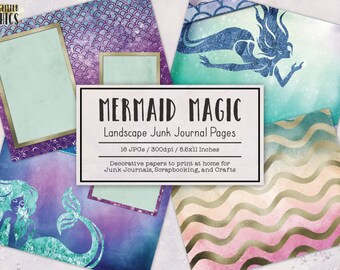 Mermaid Magic Junk Journal | Junk Journal Kit | Printable Journal Pages | Digital Paper Ephemera
