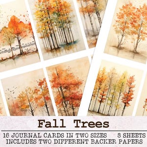 Herbst Bäume Journaling Karten für Junk Journals | Herbst Junk Journal Kit Ephemera Pack JPG PDF | Druckbare digitale Download Waldnatur