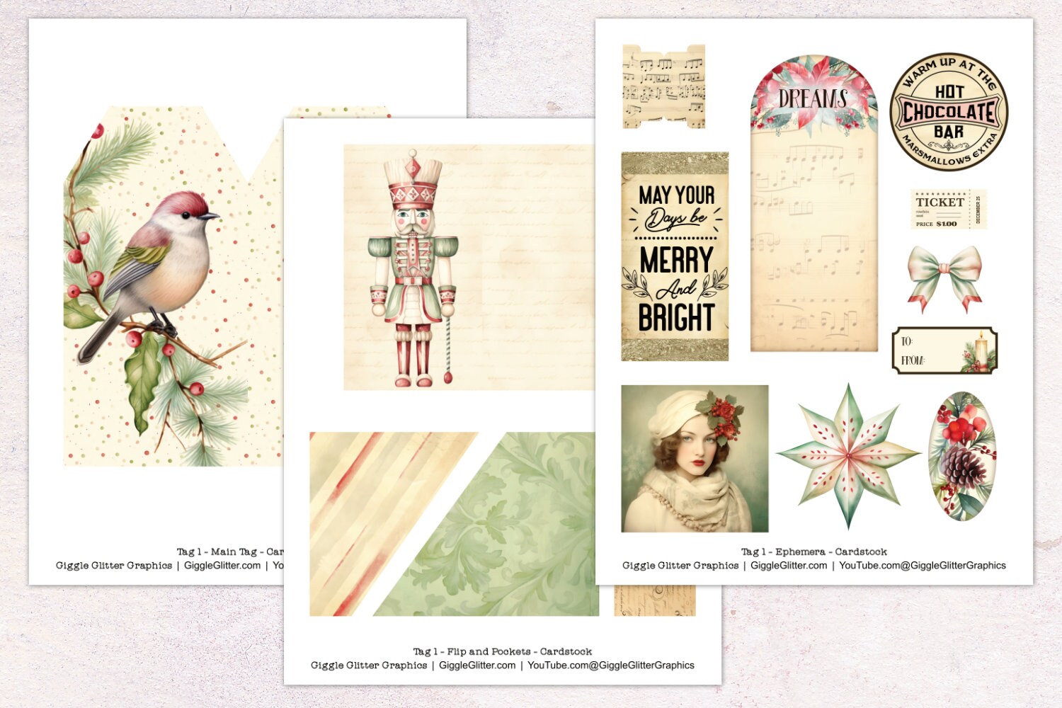 Christmas Junk Journal Kit Holiday Dream Tags | Gift Tag Junk Journal ...