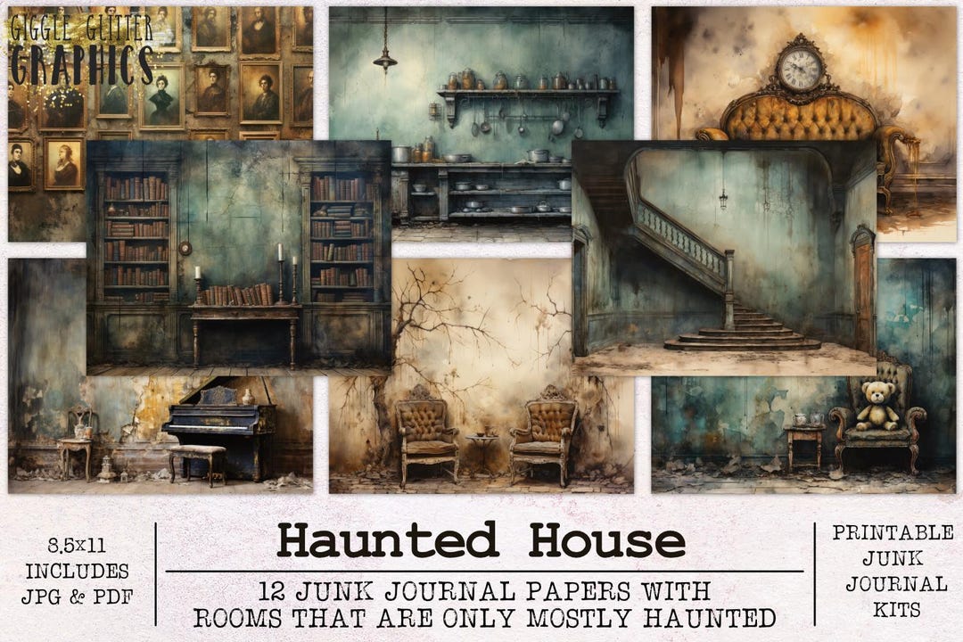 Haunted House Watercolor Junk Journal Paper | Halloween Junk Journal ...