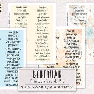 Bohemian Words Kit for Junk Journals | Junk Journal Ephemera Pack | Printable Journal Digital Download Boho