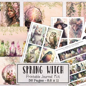Spring Witch Junk Journal Kit | Witchy Junk Journal Ephemera Pack | Printable Journal Pages | Digital Download Magical Fantasy