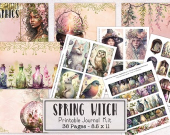 Spring Witch Junk Journal Kit | Witchy Junk Journal Ephemera Pack | Printable Journal Pages | Digital Download Magical Fantasy